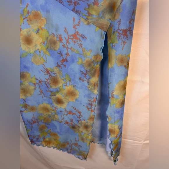 Urban Outfitters Strapless Floral Blue Maxi Skirt Size L - Picture 3 of 12